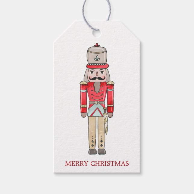 Nutcracker and Christmas tree Gift Tags (Front)
