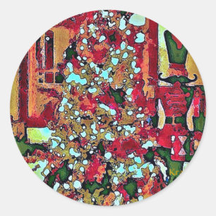 Nutcracker and Christmas Tree Round Stickers