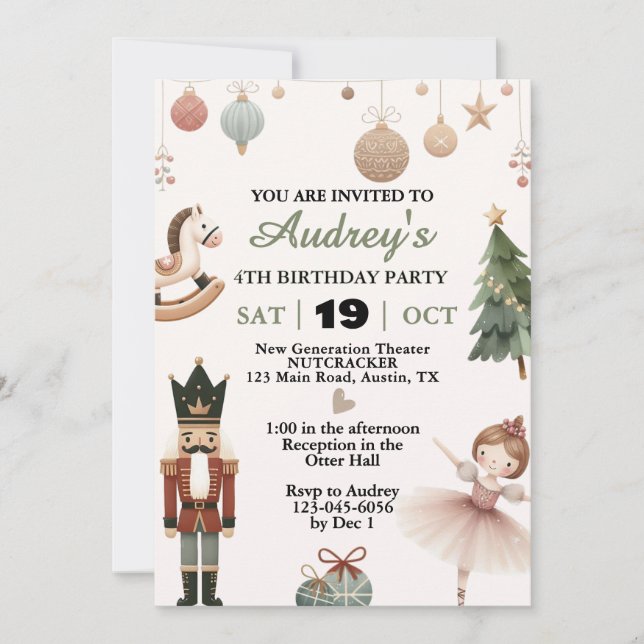 Nutcracker Any Age Birthday Holiday Invitation (Front)