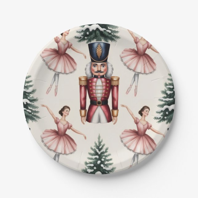 Nutcracker Ballerina ballet dancer christmas tree  Paper Plate (Front)