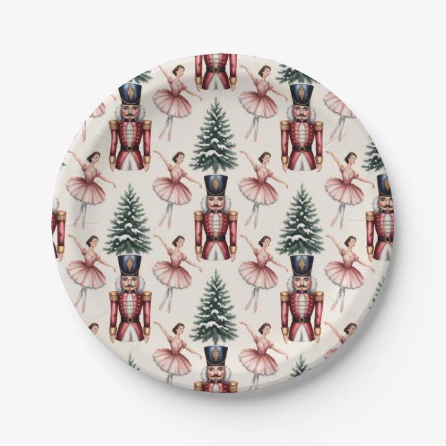 Nutcracker Ballerina ballet dancer christmas tree  Paper Plate (Front)