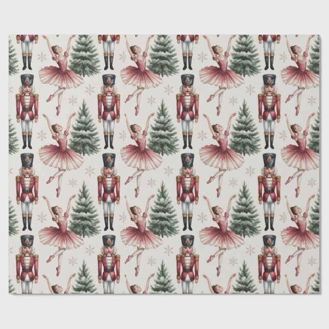 Nutcracker Ballerina ballet dancer christmas tree  Wrapping Paper (Flat)