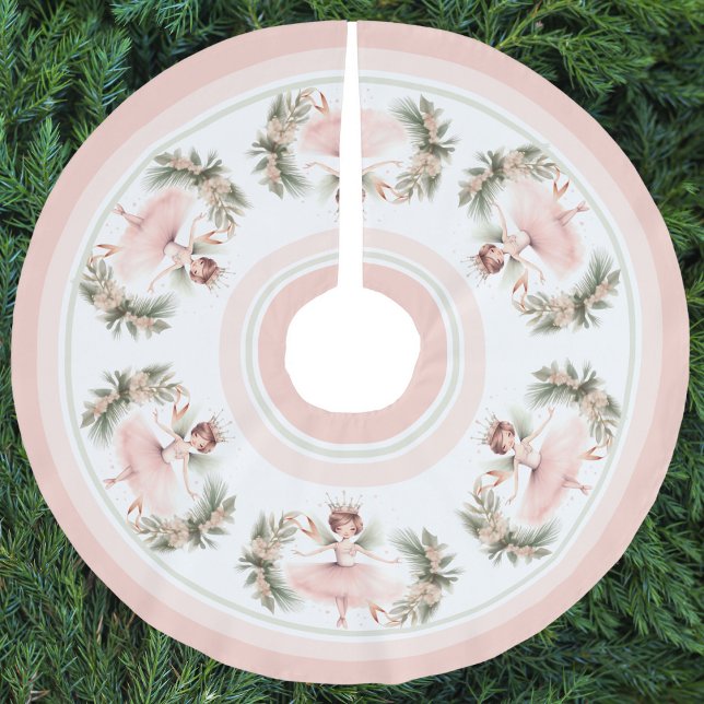 Nutcracker Ballerina Ballet Pink Elegant Brushed Polyester Tree Skirt (Nutcracker Ballerina Ballet Pink Elegant Brushed Polyester Tree Skirt)