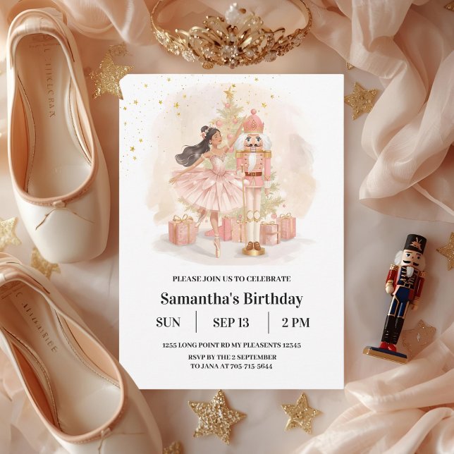 Nutcracker Ballerina Birthday | Pink & Gold Invitation (Creator Uploaded)