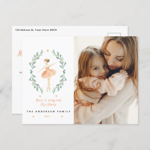 Nutcracker ballerina botanical 1 photo Christmas Postcard