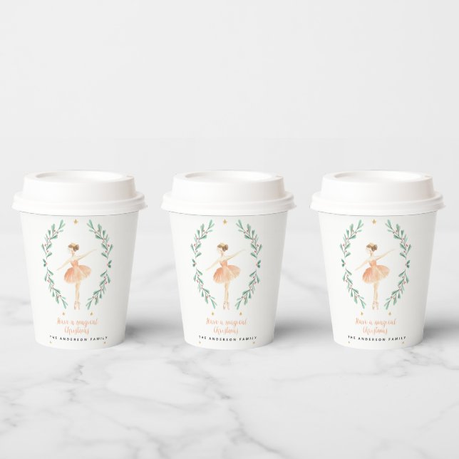 Nutcracker ballerina botanical cute Christmas Paper Cups (Multi)