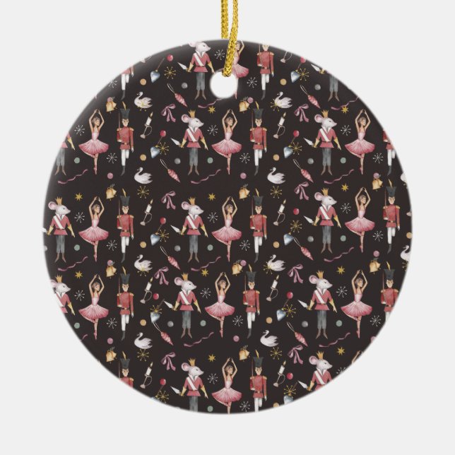 Nutcracker Ballerina Christmas gifts Ceramic Ornament (Front)