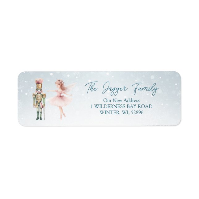 Nutcracker Ballerina Christmas return address  Lab Label (Front)