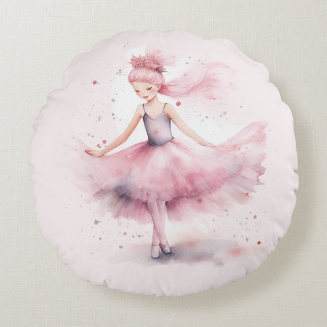 Nutcracker Ballerina Christmas  Round Cushion (Front)