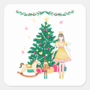 Nutcracker Ballerina Christmas  Square Sticker