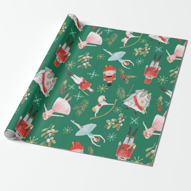 Nutcracker Ballerina Christmas  Wrapping Paper (Unrolled)