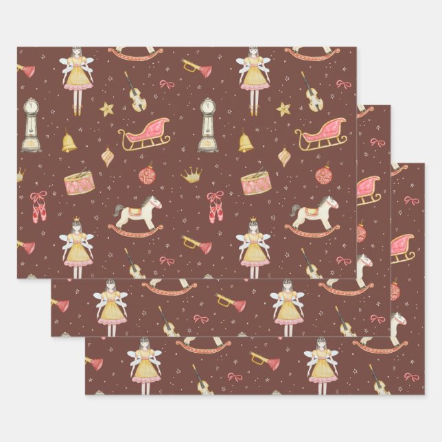 Nutcracker Ballerina Christmas  Wrapping Paper Sheet (Set)
