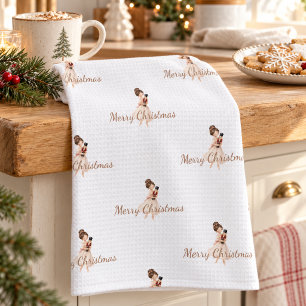 Nutcracker Ballerina Dancer Christmas Tea Towel