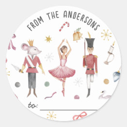 Nutcracker Ballerina family Christmas Gift  Classic Round Sticker
