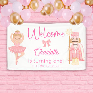 Nutcracker Ballerina Pink Birthday Welcome Banner