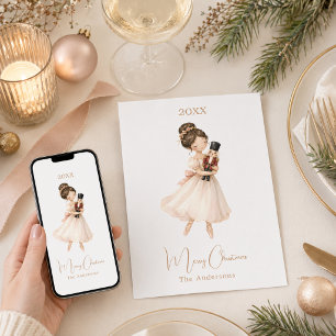 Nutcracker Ballerina simple Christmas Holiday Card