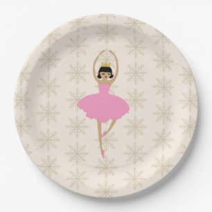 Nutcracker Ballerina Snowflake Pattern Paper Plate
