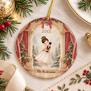 Nutcracker Ballerina Theatre Christmas Ceramic Ornament