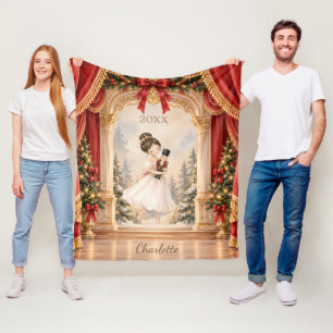 Nutcracker Ballerina Theatre Christmas Fleece Blanket