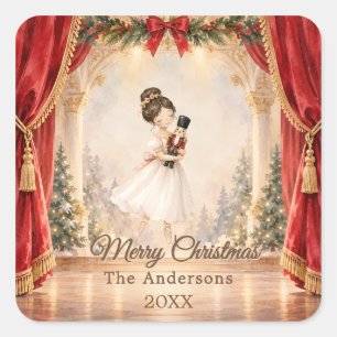 Nutcracker Ballerina Theatre Christmas Square Sticker