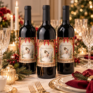 Nutcracker Ballerina theatre Christmas Wine Label