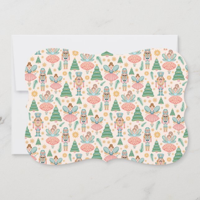 Nutcracker Ballet and Fairies on Cream Background Card (Front)