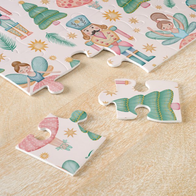 Nutcracker Ballet and Fairies on Cream Background Jigsaw Puzzle (Side)