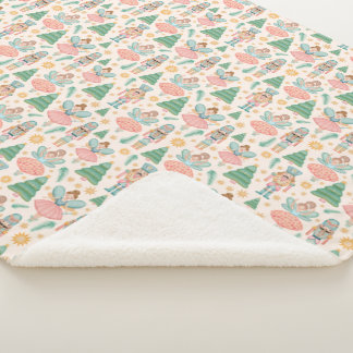 Nutcracker Ballet and Fairies on Cream Background Sherpa Blanket
