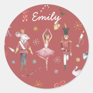 Nutcracker Ballet Ballerina Christmas Birthday Classic Round Sticker