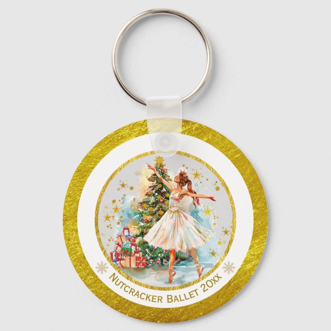 Nutcracker Ballet Ballerina - Christmas Keepsake  Key Ring (Front)