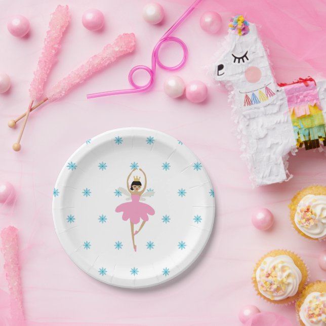 Nutcracker Ballet Ballerina Fairy Illustration  Paper Plate (Party)