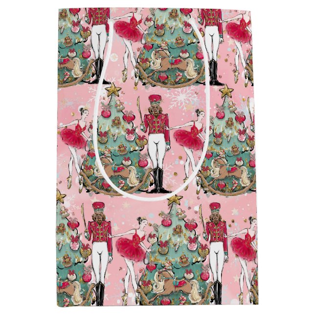 Nutcracker Ballet Ballerina Holiday Gift Bag (Front)