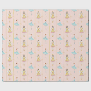 Nutcracker Ballet Ballerina Pink Vintage Christmas Wrapping Paper