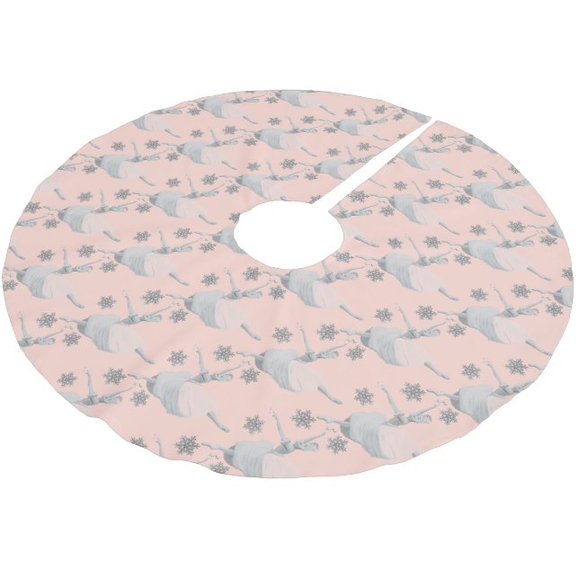 Nutcracker Ballet Ballerina Rose Gold Tree Skirt (Angled)