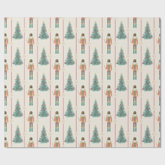 Nutcracker Ballet Ballerina Vintage Christmas Wrapping Paper (Flat)