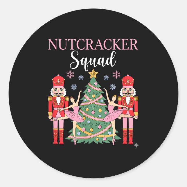 Nutcracker Ballet Christmas Ballerina Nk Dance Squ Classic Round Sticker (Front)