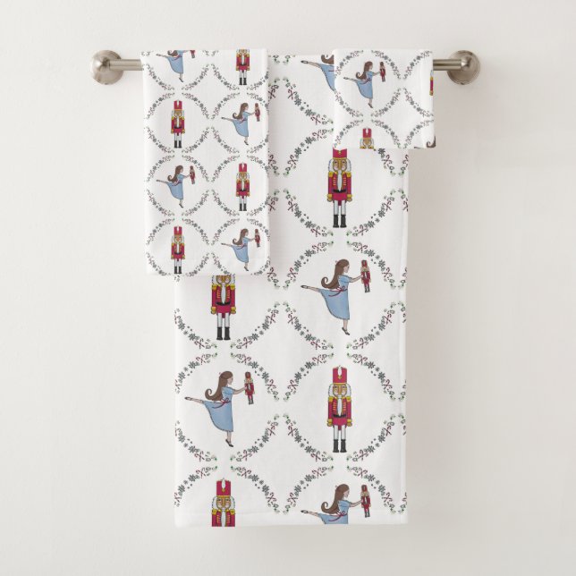 Nutcracker Ballet Christmas Bathroom Decor Bath Towel Set (Insitu)