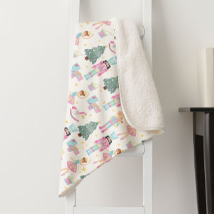 Nutcracker Ballet Christmas Holiday Baby Girl Sherpa Blanket