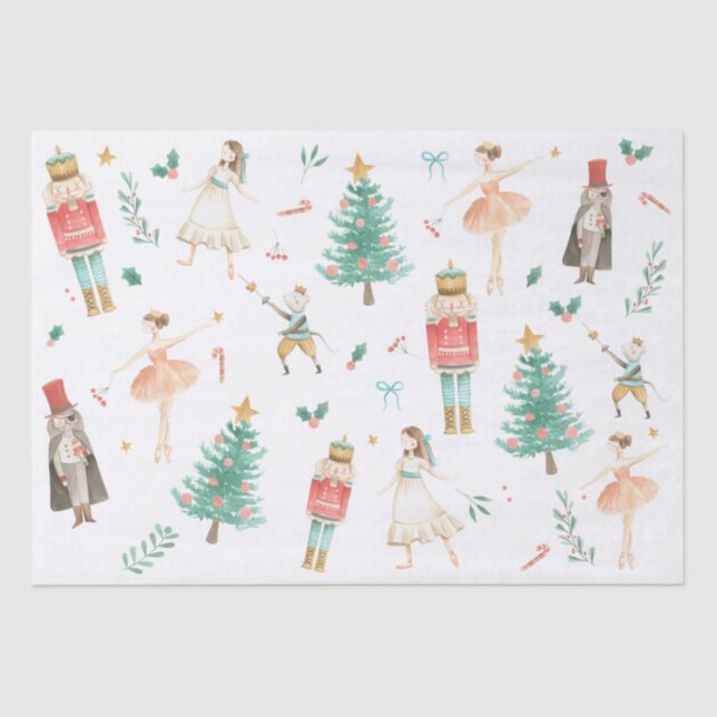 Nutcracker Ballet Christmas Images Tissue Paper (Front)