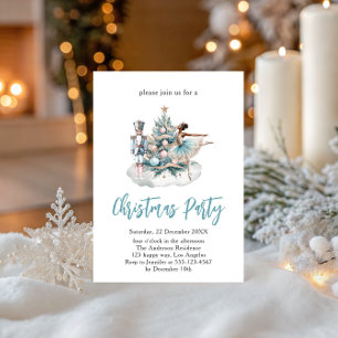 Nutcracker Ballet Christmas Party - Blue Holiday Invitation