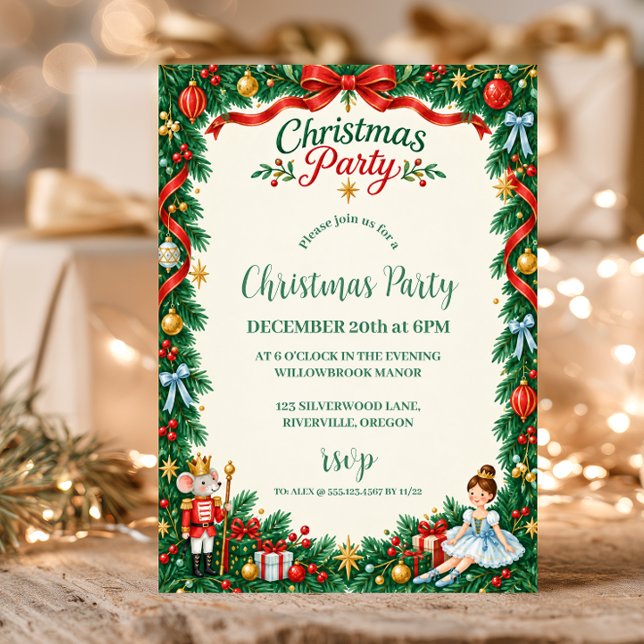 Nutcracker Ballet Christmas Party Invitation (Creator Uploaded)