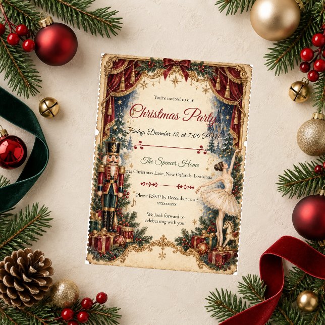 Nutcracker Ballet Christmas Party Invitation (Creator Uploaded)