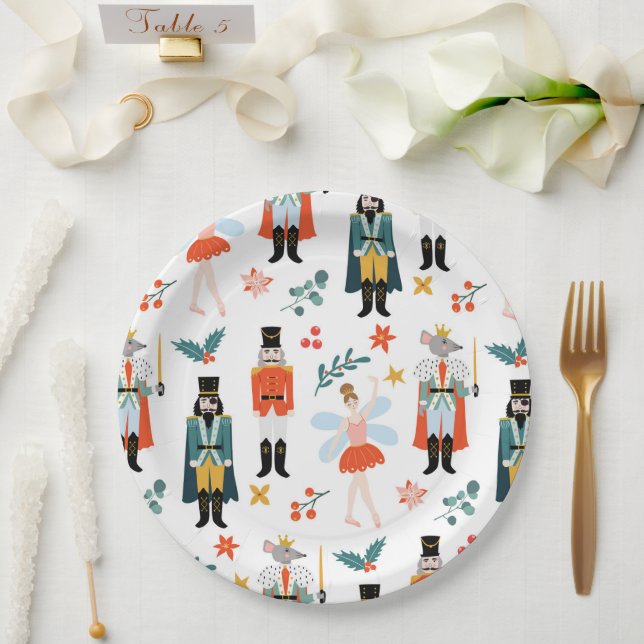 Nutcracker Ballet Christmas Party Paper Plate (Wedding)