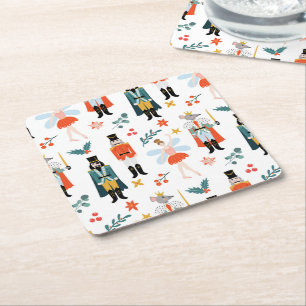 Nutcracker Ballet Christmas Party Square Paper Coaster