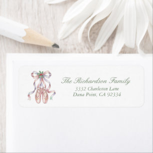 Nutcracker Ballet Christmas Pink Bow Holly Address Return Address Label