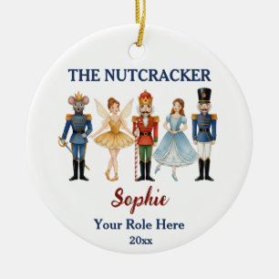 Nutcracker Ballet Custom Name & Role Ceramic Ornament