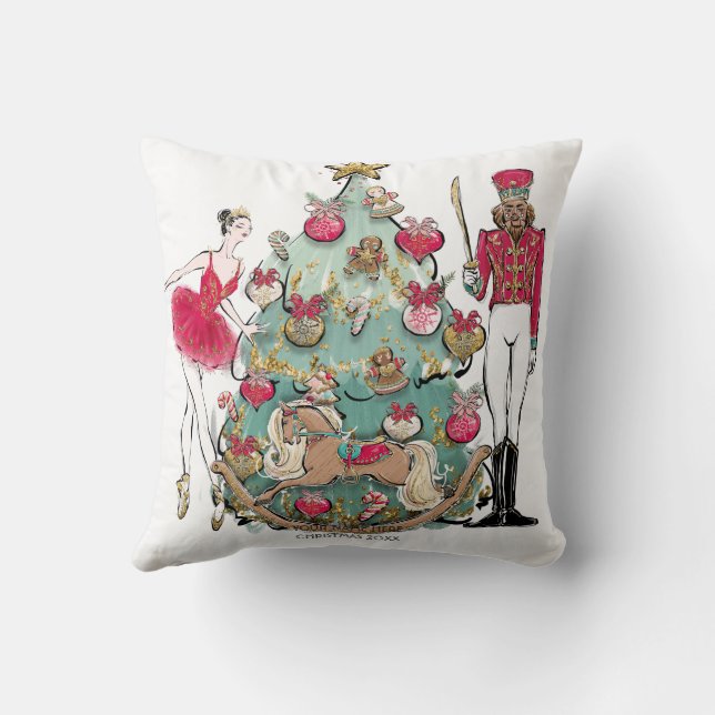 Nutcracker Ballet Dancer Christmas Ceramic Ornamen Cushion (Back)