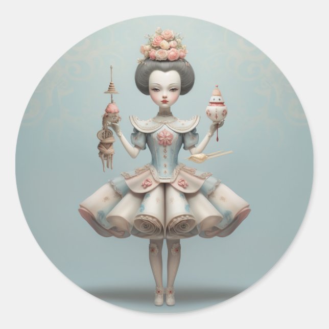 Nutcracker Ballet Fashion-Chinese Dancers Classic Round Sticker (Front)