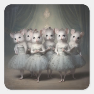Nutcracker Ballet Fashion-Mice Square Sticker