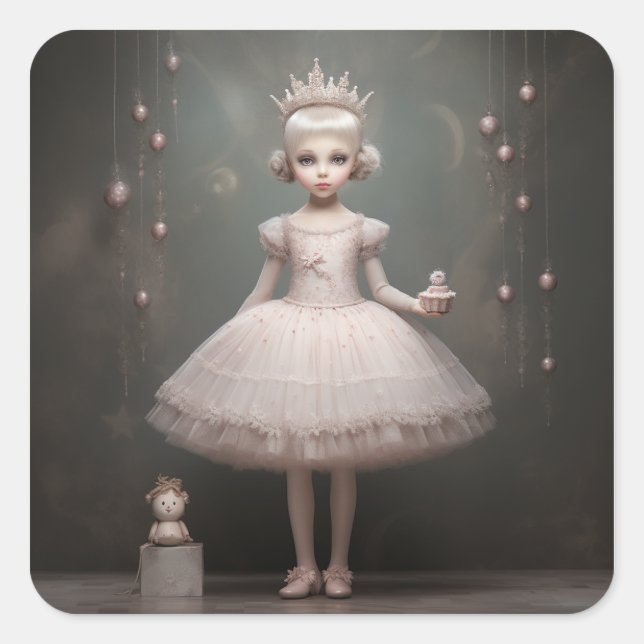 Nutcracker Ballet Fashion-Sugar Plum Fairy Square Sticker (Front)